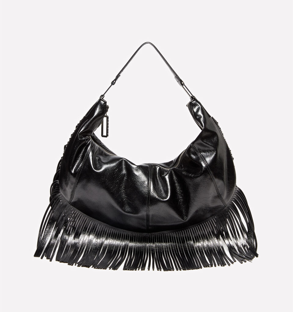 Τσάντα ώμου μαύρη με κρόσσια - null - Μαυρο | Sisley image number 1